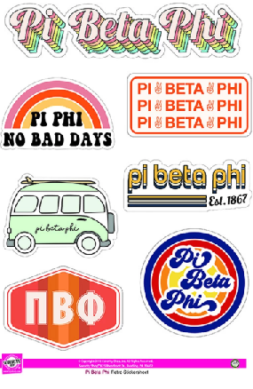 Pi Beta Phi Retro Sticker Sheet