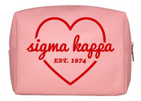 Sigma Kappa Pink & Red Heart Makeup Bag