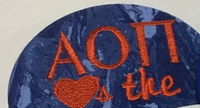 Alpha Omicron Pi "Hearts the Gators" Game Day Embroidered Button