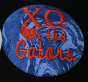 Chi Omega "Hearts the Gators" Game Day Embroidered Button