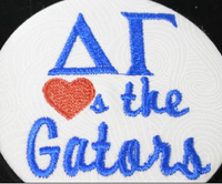 Delta Gamma "Hearts the Gators" Game Day Embroidered Button