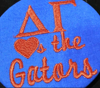 Delta Gamma "Hearts the Gators" Game Day Embroidered Button