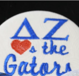 Delta Zeta "Hearts the Gators" Game Day Embroidered Button