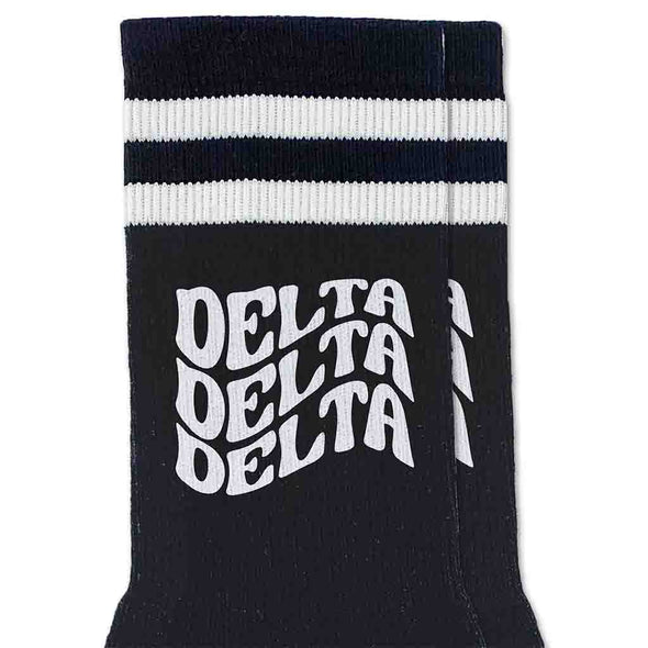 Delta Delta Delta Black Retro Crew Socks
