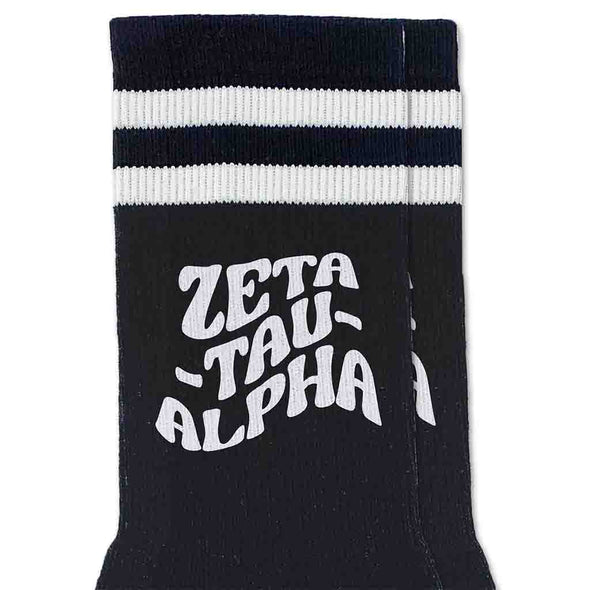 Zeta Tau Alpha Black Retro Crew Socks
