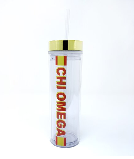 Chi Omega Striped Water Bottle