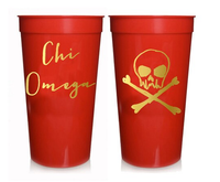 Chi Omega Sorority Stadium Cup with Gold Foil Print
