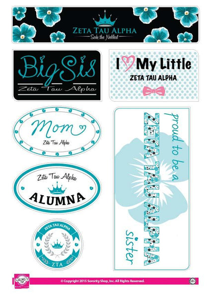 Zeta Tau Alpha  Family Sticker Sheet