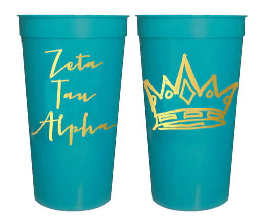Zeta Tau Alpha Sorority Stadium Cup with Gold Foil Print