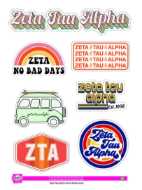 Zeta Tau Alpha Retro Sticker Sheet