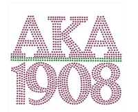 Alpha Kappa Alpha Chapter Style Pink W/ Green StudStone Heat Transfer