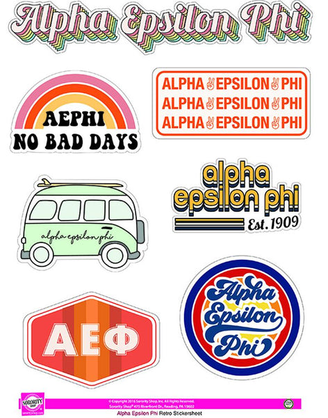 Alpha Epsilon Phi Retro Sticker Sheet