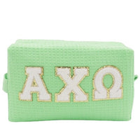 Alpha Chi Omega Waffle Make-Up Bag with Chenille Letters