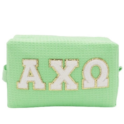 Alpha Chi Omega Waffle Make-Up Bag with Chenille Letters