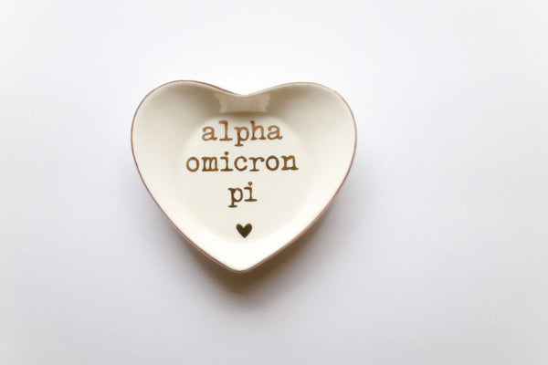 Alpha Omicron Pi Heart Ring Dish