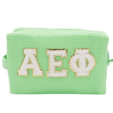 Alpha Epsilon Phi Waffle Make-Up Bag with Chenille Letters