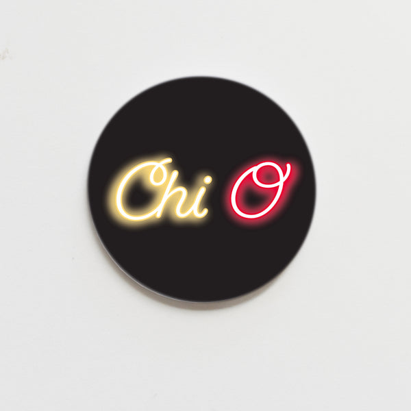 Chi Omega Neon Greek Button - 2.25 inch