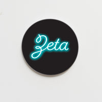 Zeta Tau Alpha Neon Greek Button - 2.25 inch