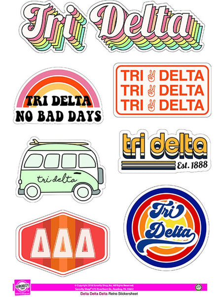 Delta Delta Delta Retro Sticker Sheet