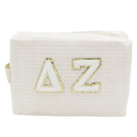 Delta Zeta Waffle Make-Up Bag with Chenille Letters