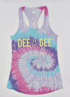 Sorority Ladies Tie Dye Tank with Smiley Face Design