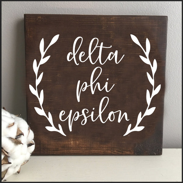 Delta Phi Epsilon Wooden Sign
