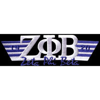 Zeta Phi Beta Wing Style Embroidery White Patch