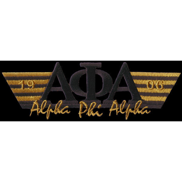 Alpha Phi Alpha Wing Style Embroidery Patch Black