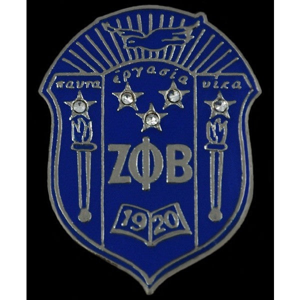 Zeta Phi Beta Crystal Shield Pin