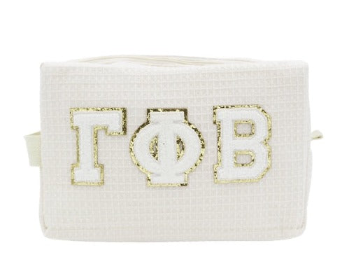 Gamma Phi Beta Waffle Make-Up Bag with Chenille Letters