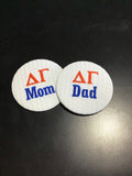 Delta Gamma Mom/Dad Embroidered Button
