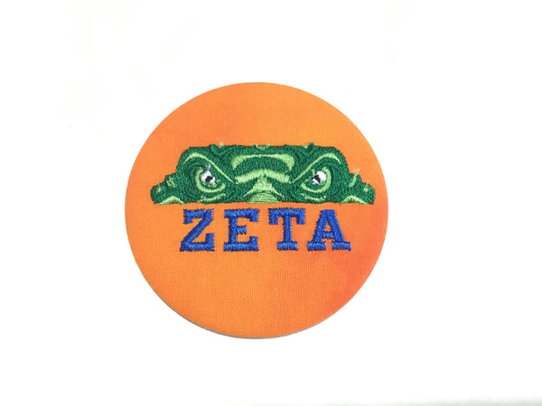 Zeta Tau Alpha Gator Eyes Embroidered Button