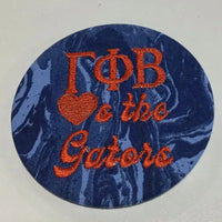 Gamma Phi Beta "Hearts the Gators" Retro Game Day Embroidered Button