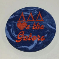 Delta Delta Delta "Hearts the Gators" Retro Game Day Embroidered Button