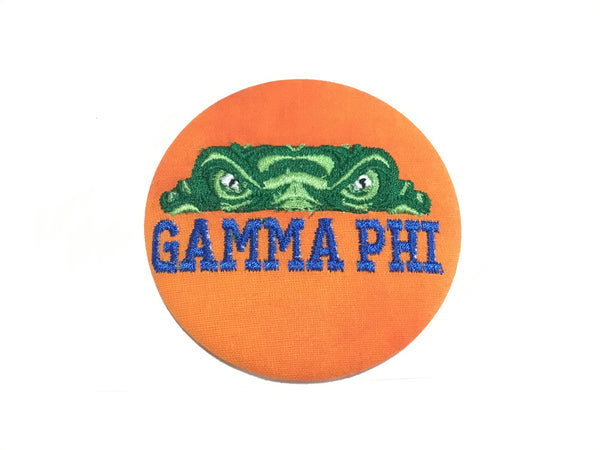 Gamma Phi Beta Gator Eyes Embroidered Button