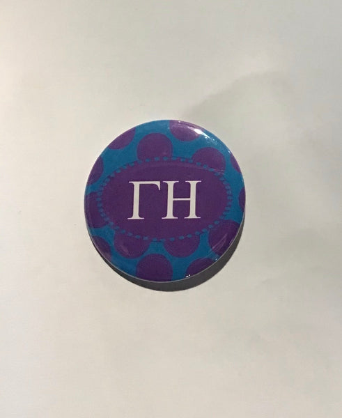 Gamma Eta Printed Purple Dots Button