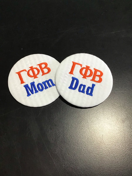 Gamma Phi Beta Mom/Dad Embroidered Button