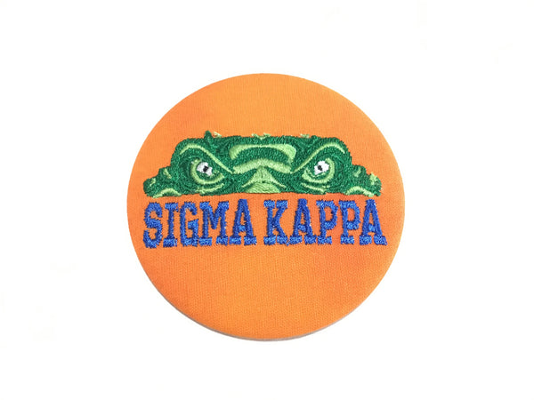Sigma Kappa Gator Eyes Embroidered Button