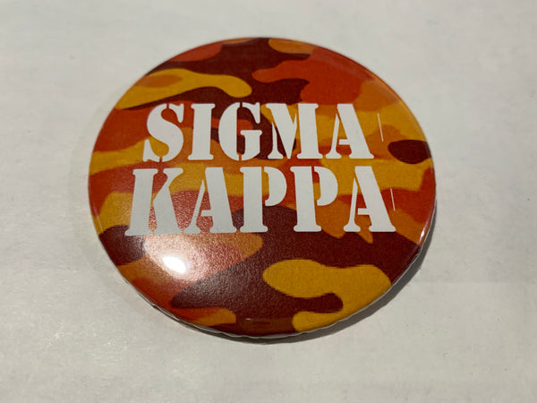 Sigma Kappa Orange Camo Printed Button