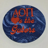 Alpha Omicron Pi "Hearts the Gators" Retro Game Day Embroidered Button