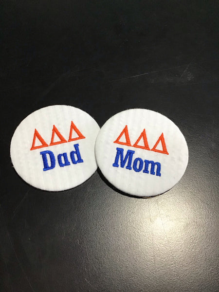 Delta Delta Delta Mom/Dad Embroidered Button