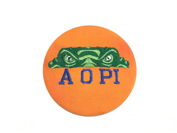 Alpha Omicron Pi Gator Eyes Embroidered Button