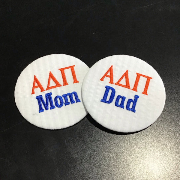 Alpha Delta Pi Mom/Dad Embroidered Button