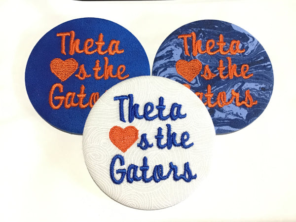 Kappa Alpha Theta "Hearts the Gators" Game Day Embroidered Button