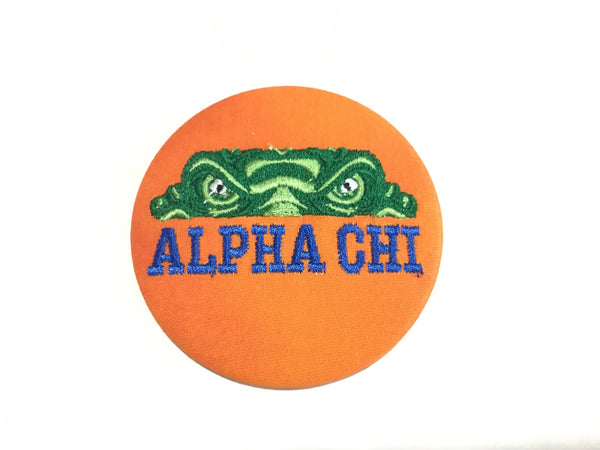 Alpha Chi Omega Gator Eyes Embroidered Button