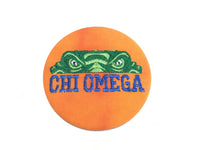 Chi Omega Gator Eyes Embroidered Button