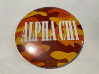 Alpha Chi Omega Orange Camo Printed Button