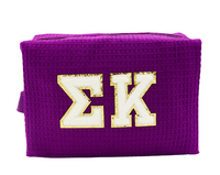 Sigma Kappa Waffle Make-Up Bag with Chenille Letters