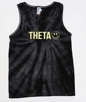 Sorority Spider Black Tie Dye Tank with Smiley Face Design