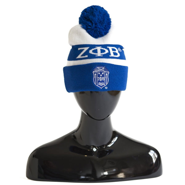 Zeta Phi Beta 2 Sided Pom Pom Beanie